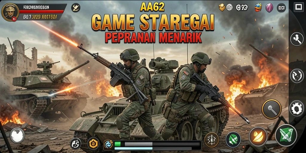 Screenshot menampilkan pertempuran seru dalam gameplay AA62.
