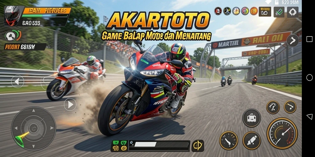 Gameplay mendebarkan balap motor di AKARTOTO.
