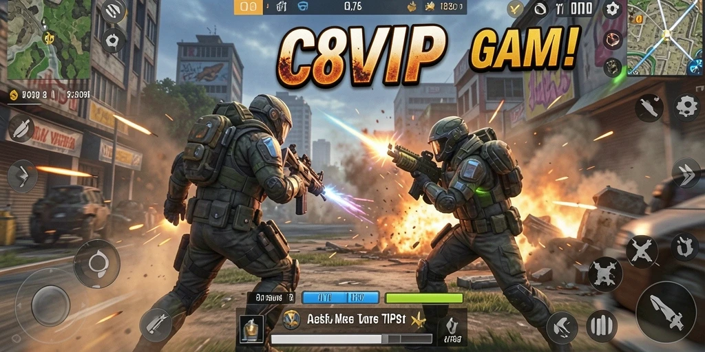 Tampilan gameplay C8VIP yang mendebarkan saat dalam pertempuran.