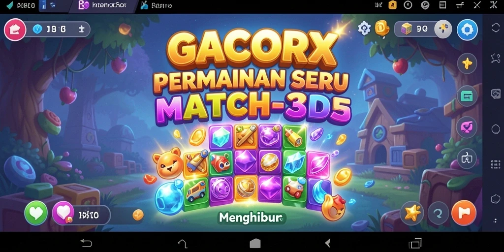 Screenshot gameplay GACORX menunjukkan aksi mencocokkan objek berwarna-warni.