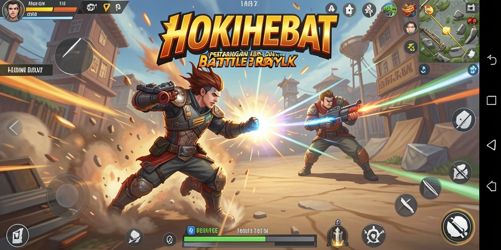 Gameplay mendebarkan di HOKIHEBAT dengan berbagai aksi pertempuran.