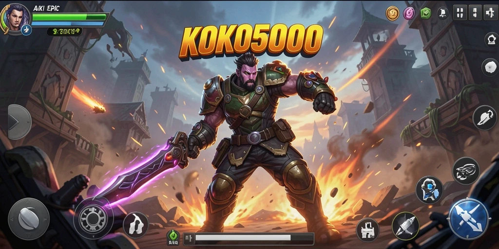 Screenshot utama KOKO5000 menampilkan momen aksi yang mendebarkan.