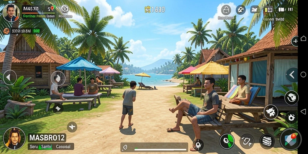 Tampilan gameplay seru dalam MASBRO12 yang penuh warna.