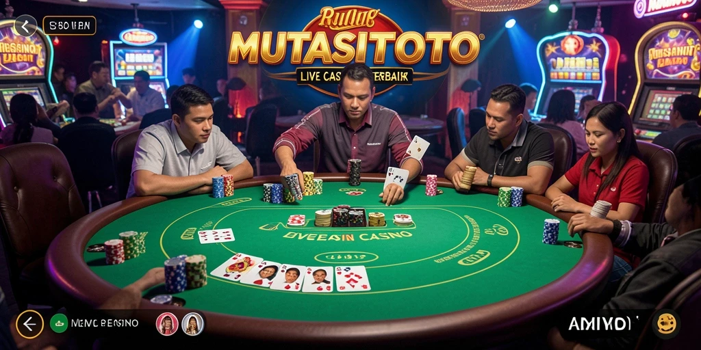 Tangkapan layar gameplay menunjukkan dealer langsung dalam aksi di MUTASITOTO.