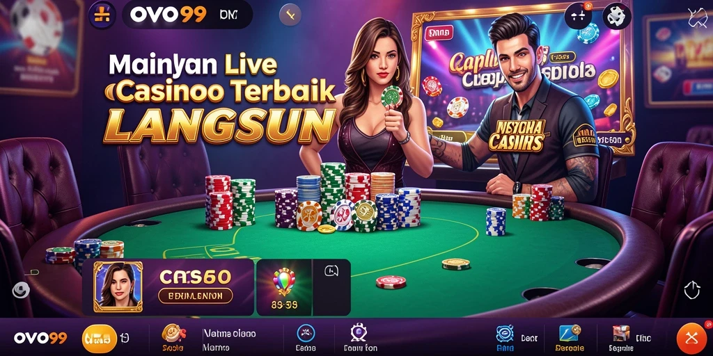 Tampilan gameplay Live Casino OVO99 dengan dealer langsung yang interaktif.