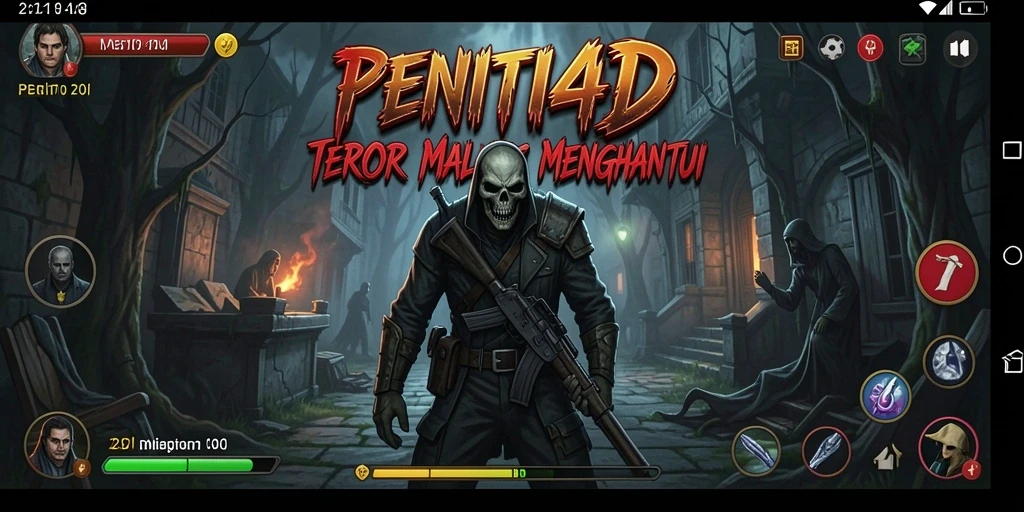 Tampilan gameplay menegangkan dalam suasana horor di PENITI4D.