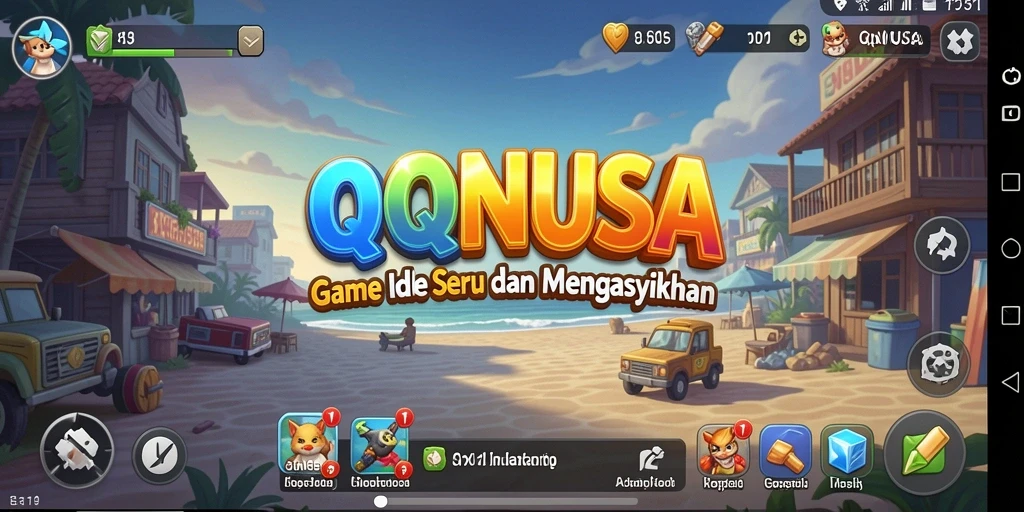 Tampilan gameplay <strong>QQNUSA</strong> yang menarik dengan karakter unik dan aksi seru.
