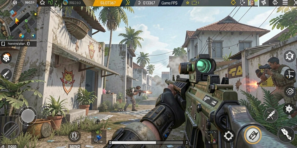 Tampilan permainan <strong>SLOT367</strong> yang mendebarkan dalam mode FPS.