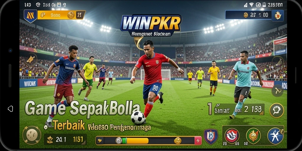 Screenshot gameplay WINPKR menampilkan aksi sepak bola yang intens.